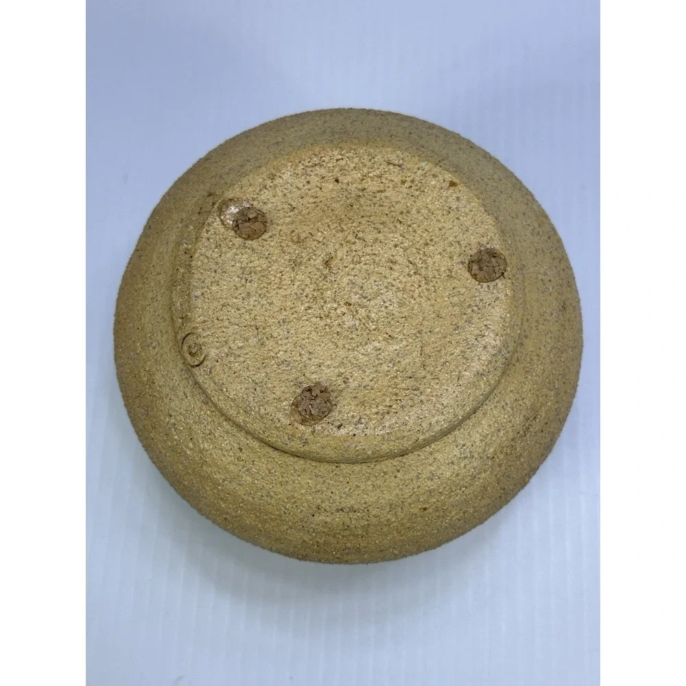 Vintage Carma Studio Sand Cast Pottery Oil Lamp Pot 1980s Signed